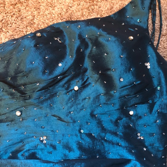 Aspeed Turquoise One Shoulder Homecoming Dress - Picture 6 of 8